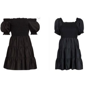 Alice + Olivia Elizabeth Off-The-Shoulder Puff-Sleeve Bow-Back Mini Dress